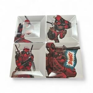 Marvel Deadpool Melamine Plates White  Red Nonbreakable Dishwasher  Safe 8”